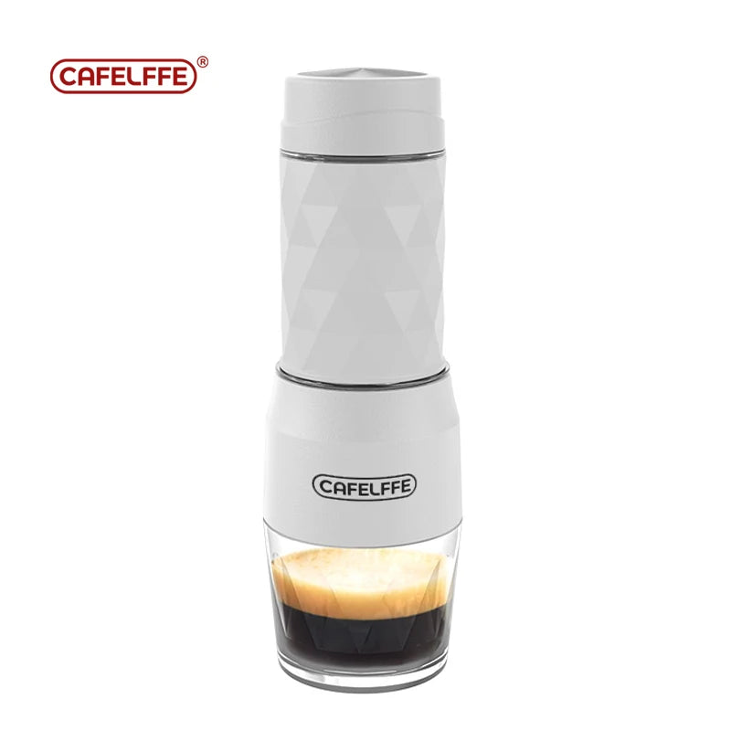 Cafetera portátil eléctrica 3 en 1: compatible con café molido, cápsulas Nespresso.